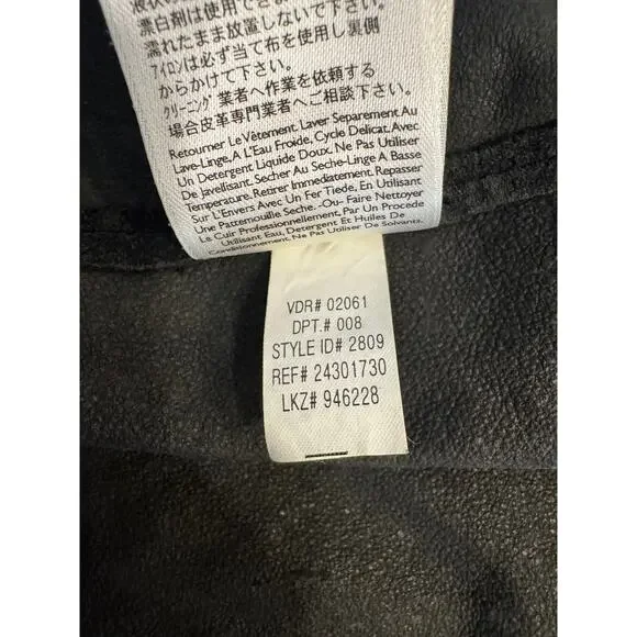 Eddie Bauer Seattle Suede Black Button-Up Shirt XS 100% Leather Washable - Picture 7 of 8